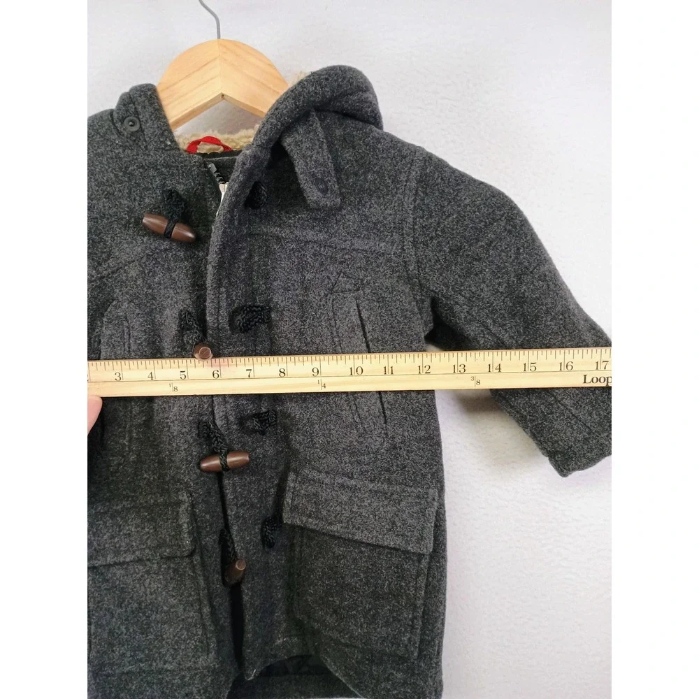 Classic Winter Baby Gap Toddler 18-24 Months Gray Wool Toggle Duffle Coat Hooded